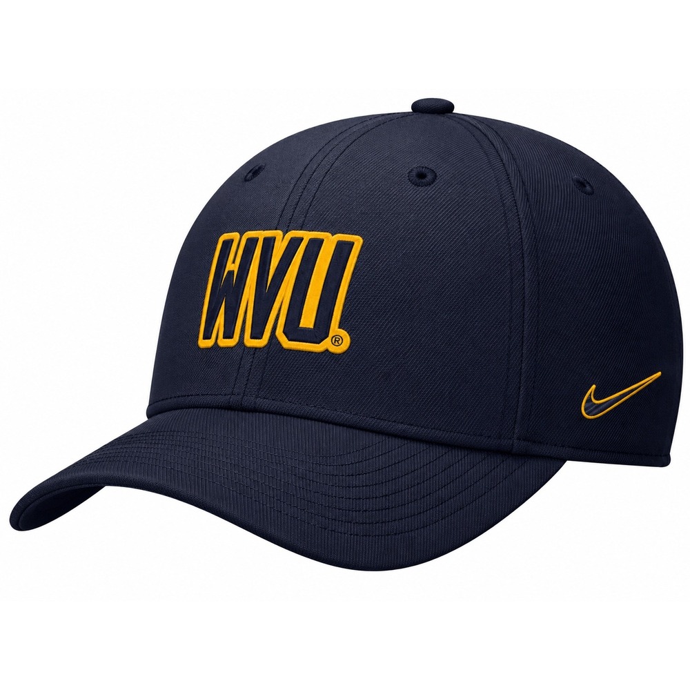Nike Mens West Virginia Mountaineers Navy Rise Swooshflex Hat Fitted New M/L $34